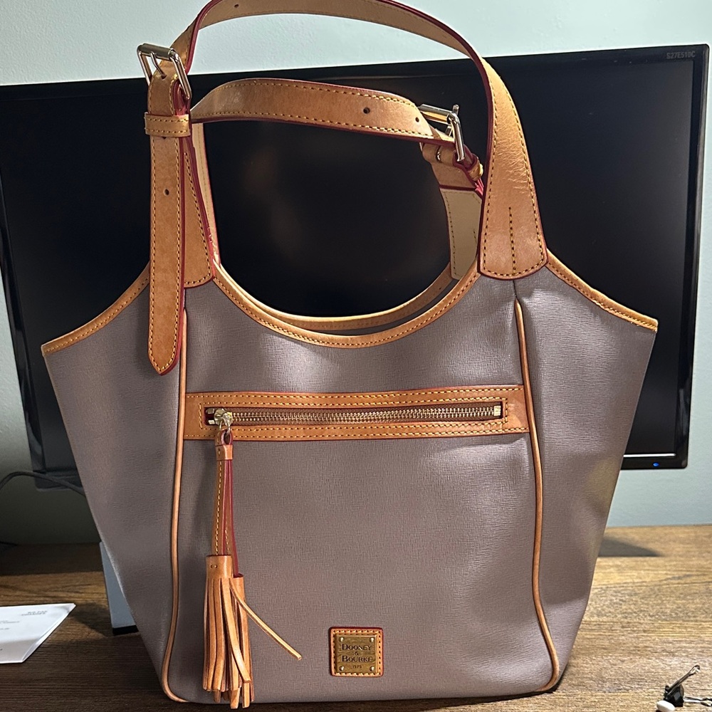 Dooney & Bourke Taupe and Tan Shoulder Bag